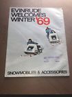 1-sticker... 1969 Snowmobiles Brochure Evinrude Accessories Vintage