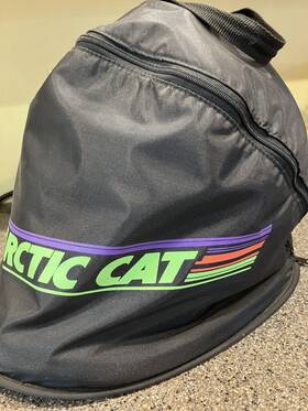 Fg6s Arctic Cat Vtg Hjc Black Snowmobile Helmet Full Face With Shield And Carrier