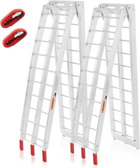 Affalapa-004 Autoforever Pair 7.5ft Folding Loading Ramps Aluminum Plate Truck Atv Silver
