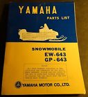 Gp-643 Ew-643 Yamaha 1972 Vintage Snowmobile Parts Manual 747