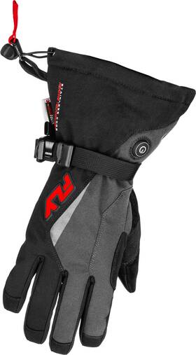 476-2942yl Fly Racing Heated Gauntlet Gloves Grey/black/red Youth Size