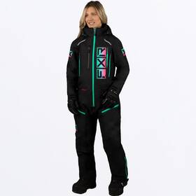 232912-1052-08 Fxr Racing Womens Recruit Lite Monosuit 23 8 Black/mint E Pink Fade