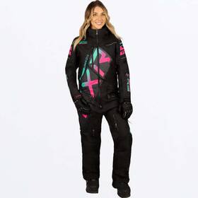 232941-1054-10 Fxr Racing Womens Cx F.a.s.t. Insulated Monosuit 23 10 Black/mint E Pink Fade