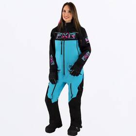 232947-1053-10 Fxr Racing Womens Maverick Lite Monosuit 23 10 Black/sky Blue/e Pink