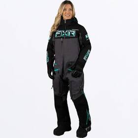 232947-1054-08 Fxr Racing Womens Maverick Lite Monosuit 23 8 Blk/md Grey Hthr/mint Fd