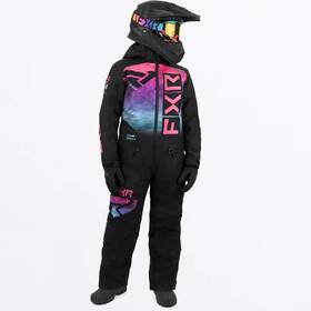 233019-1053-16 Fxr Racing Helium Youth Monosuit 16 Black/sky-electric Pink Haze