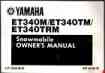 Lit-12628-92 Manual Et340m Owners 1988 Yamaha Et340tm 424 Et340trm Snowmobile