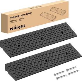 92370f Nilight 3.6 Inch Rise Curb Ramps Heavy Duty Rubber Driveway Black