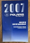 Polaris 2007 600 Ho Switchback Iq Snowmobile Owner Manual. Fixed Price $9.99.