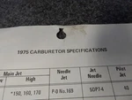Arctic Carburetor Specifications 1975 Lynx 250 JAG340 Cheetah 295 El Tigre. Fixed Price $9.99.