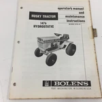Bolens Husky Hydrostatic 1476-01 Operation Maintenance Manual 1969 552056. Fixed Price $23.99.