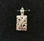 Vintage Sterling Silver Rectangular Shaped With Geometric Design Pendant C1970'S. Fixed Price $15.00.