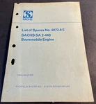 1971 Sachs Snowmobile Engines Parts Manual 440 P/n 4072.6E (315). Fixed Price $18.99.
