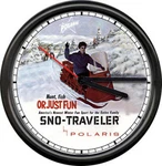 Polaris Sno-traveler Racing Dealer Sign Retro Wall Clock. Fixed Price $26.95.