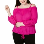 (nwt) Inc Women's Magenta Cold Shoulder Drawstring Waist Top Plus Sizes 0X/1X/2X. Fixed Price $31.47.