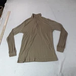 Military Undershirt Mens Medium Brown 1/4 Zip Lwcwus Base Layer Poly. Fixed Price $14.99.