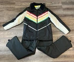 Vintage John Deere Snowmobile Suit Ladies Medium Black Rainbow Ski Jacket Pants. Fixed Price $249.98.