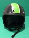 Vtg '75 Norcon TW-1 Black Slanted Green Stripe Motorcycle Snowmobile Helmet Sz. Fixed Price $69.95.