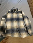 Brp Ski-doo Plaid Flannel Button-up Shirt Long Sleeve Ivory Blue Yellow 2XL. Fixed Price $29.99.