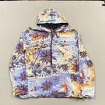 Polo Ralph Lauren Hoodie Mens Large Reversible All Over Print Hawaiian. Fixed Price $45.99.