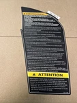 Arctic Cat Warning Decal-french #7621-696. Fixed Price $75.00.