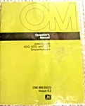 John Deere 400, 500, & 600 Snowmobile Operator Maintenance Manual OM-M63829 E2. Fixed Price $16.00.