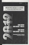 2012 Polaris Snowmobile 600/800 Rush Owner's/maintenance Manual 9923316 (080). Fixed Price $29.98.
